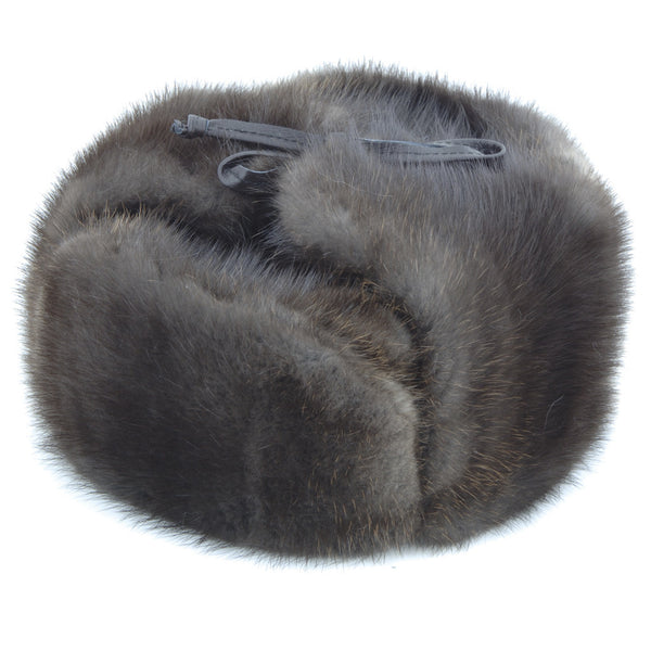 Natural Black Muskrat Jockey Hat-Russian