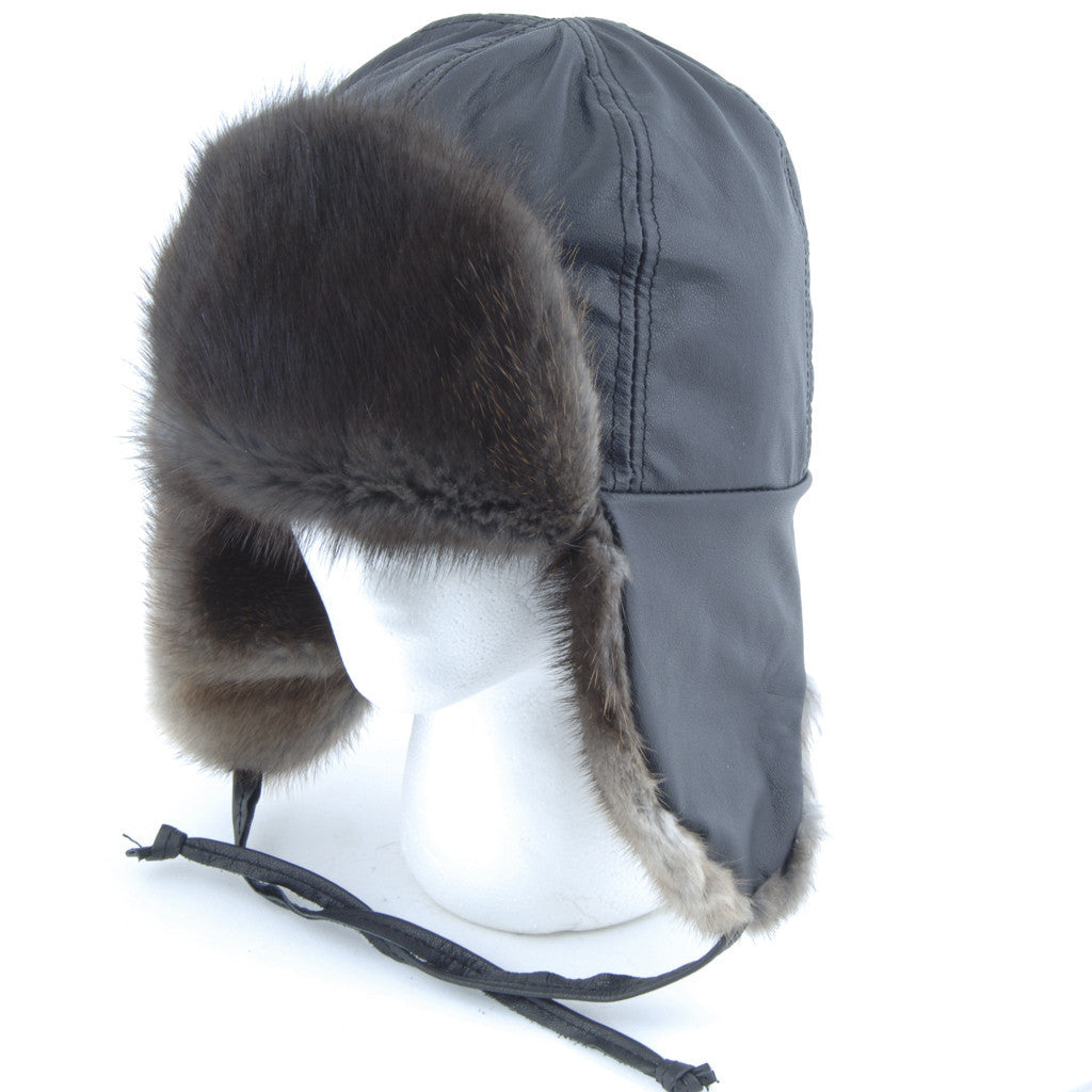 Coyote Leather Aviator Fur Hat - winterfurhats