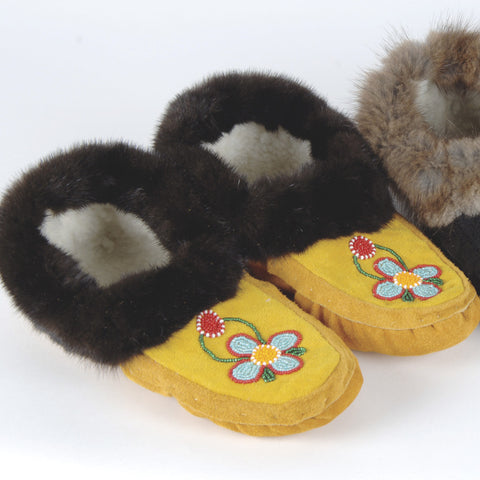Ultra Deluxe Mink Fur Trim Moccasins