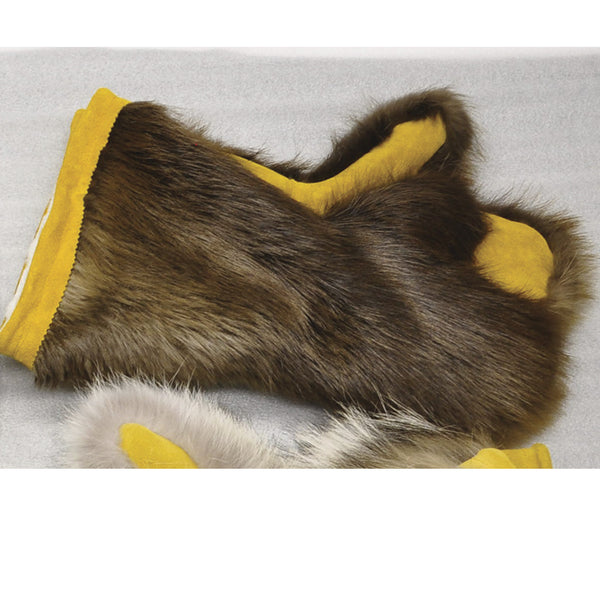 Muskrat Fur & Melton Brown Wool Trapper Hat - Natural Fur Winter Headwear